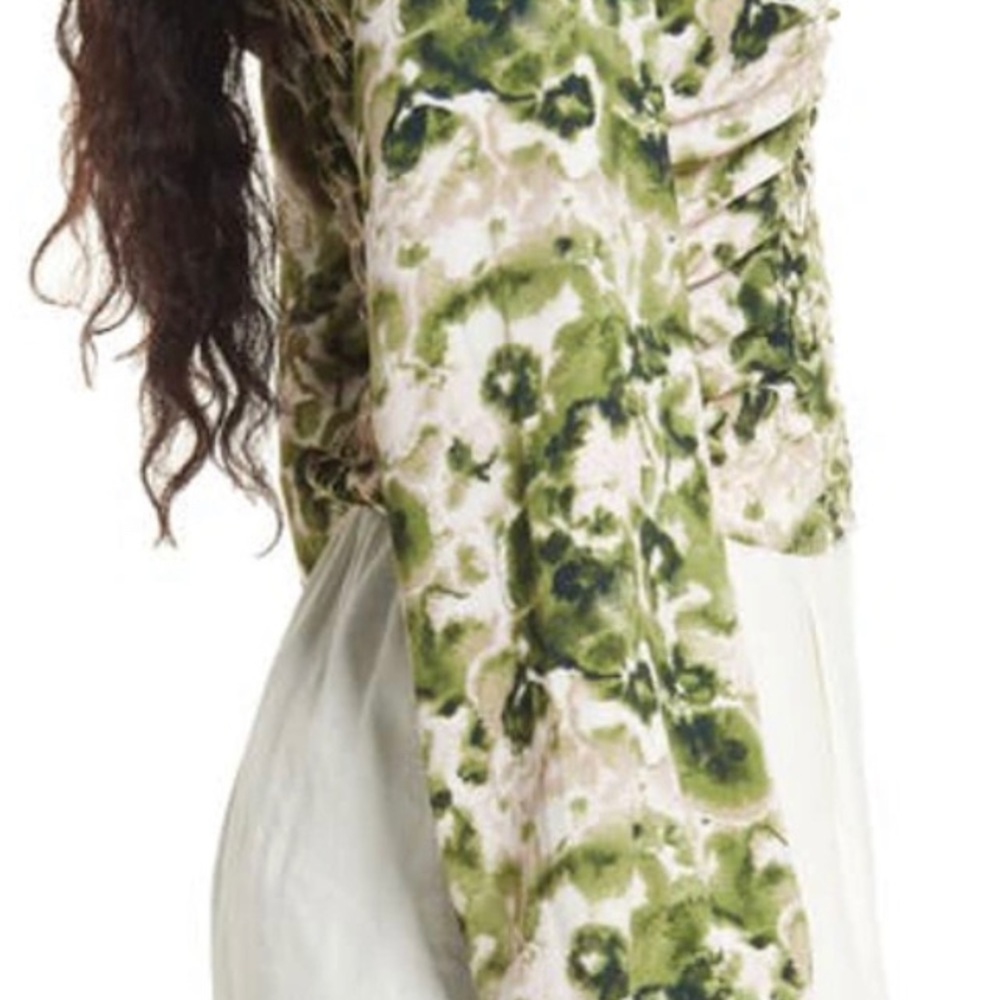 Open Edit RUCHED GREEN & WHITE CROP TOP size small NWT - Picture 4 of 10
